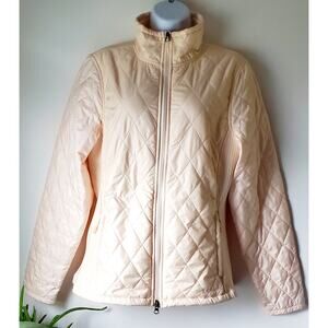 L.L.Bean Womens Butter Yellow Fleece Lined Jacket Size Medium Preppy Quilted